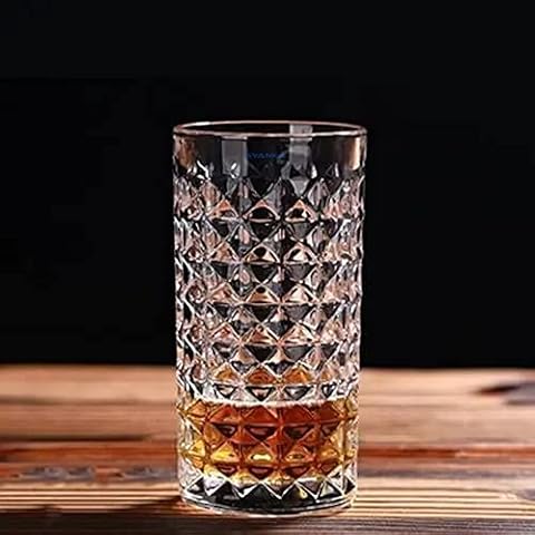 SYANKA Premium Juice Glasses Set of 6, Transparent, 300ml, Diamond Design Highball Glasses for Drinking Juice, Water, and Cocktails Cover