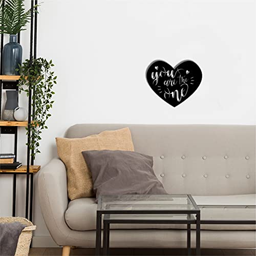 Image of eCraftIndia You are The One Love Heart Wooden Wall Decor for Living Room Bedroom | Home Wall Decor Items | Wall Art for Home Decor| Valentine Gift for Girlfriend Boyfriend Husband Wife Her Him