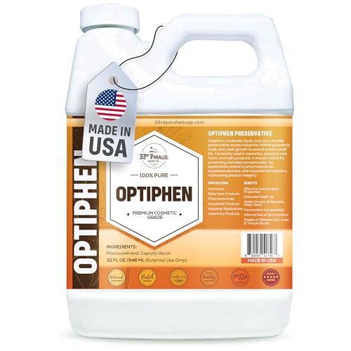 OPTIPHEN Natural Preservative (32 oz) Paraben-Free; Formaldehyde-Free; Water & Oil Soluble | Suitable for Soap Making Lotions Conditioners Creams & More | Keeps Products Fresh & Safe | 32 Ounces
