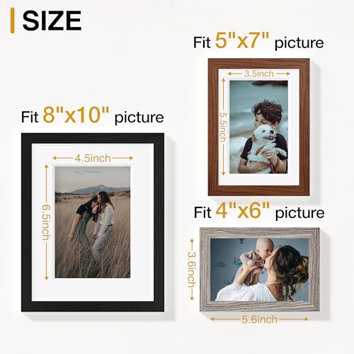 Image of Vittanly 12 Pack Picture Frames Collage Wall Decor for Mounting or Tabletop, Gallery Wall Frame Set for Family, Multi Sizes Including 8x10, 5x7, 4x6, Black & Walnut Brown & Dark Grey
