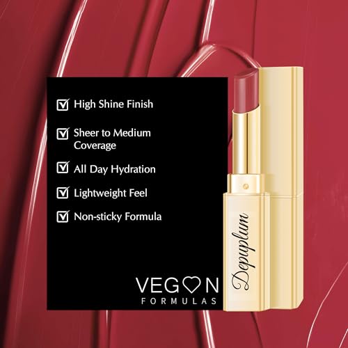 Image of Depuplum Cherry Red Lipstick for Women Moisture Lip Gloss Tinted Lip Balm | Sheer Nourishing Hydrating Glossy Creamy Lipstick Glow Reviver Lip Stick for Dry Lips,DM98 Cherry Plum