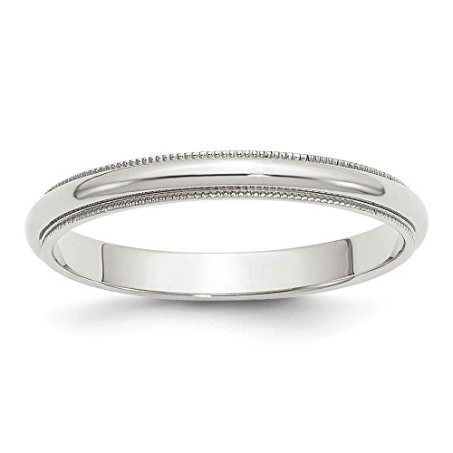 Solid 925 Sterling Silver 3mm Plain Classic Dome Milgrain Wedding Band Ring