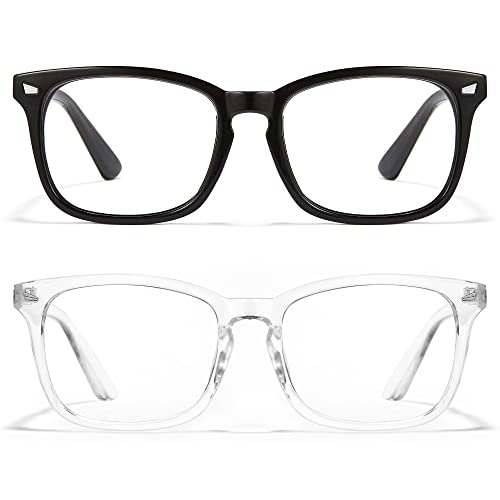 Image of Cyxus Blue Light Glasses Men Women Reduce Eye Strain UV Blocking for Office Work Computer Screen 8082, 38-black+clear, Medium