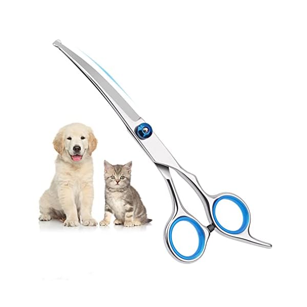 Cat Dog Grooming Scissors, Pet Grooming Scissor with Safety Round Tip, Stainless Steel Dog Cat Grooming Shears(Curved Scissor) Cat Dog Grooming Scissors, Pet Grooming Scissor with Safety Round Tip, Stainless Steel Dog Cat Grooming Shears(Curved Scissor)