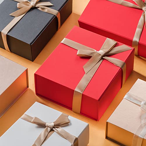 Image of LIFELUM Christmas Gift Boxes 5 Pack 13.85 x 8.35 x 4.45 inch Christmas Gift Boxes for Presents with Ribbon Valentine's Bridesmaid Boxes Contains Card, Ribbon, Shredded Paper Filler for Packing