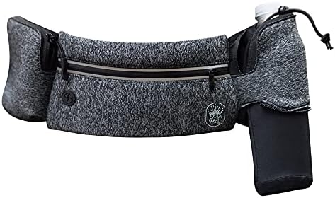 SOLAWELL Running Belt with Water Bottle Holder - Waist Bag With Extender for Jogging, Hiking, Cycling, Walking - Dog Walker Hydration Fanny Pack - Sport Pouch iPhone Carrier for Women and Men - Gray