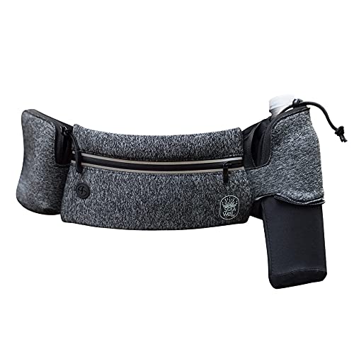 Solawell Running Belt With Water Bottle Holder - Waist Bag With Extender For Jogging, Hiking, Cycling, Walking - Dog Walker Hydration Fanny Pack - Sport Pouch Iphone Carrier For Women And Men - Gray #TOP19
