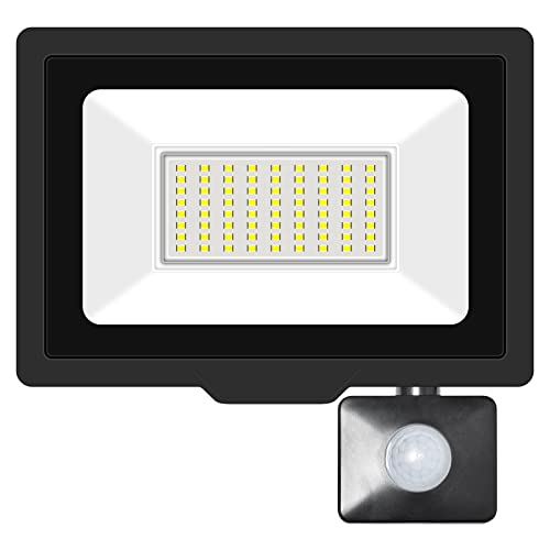 Willpower LED Security Lights Outdoor Motion Sensor 50W LED Floodlight 5000lm IP66 Waterproof PIR Lights Daylight White 6500K Wall Light for Garden Backyard Garage Doorway Court Patio Lawn