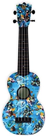 Woodi USA Soprano 21" Hibiscus Pattern Ukulele WU-21F14(BK)