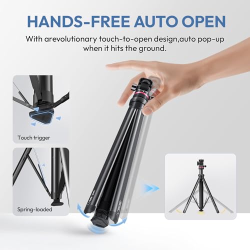 Image of ULANZI MT-80 Aluminum Tripod Stand, 7FT Auto Pop-Up Camera Light Tripod