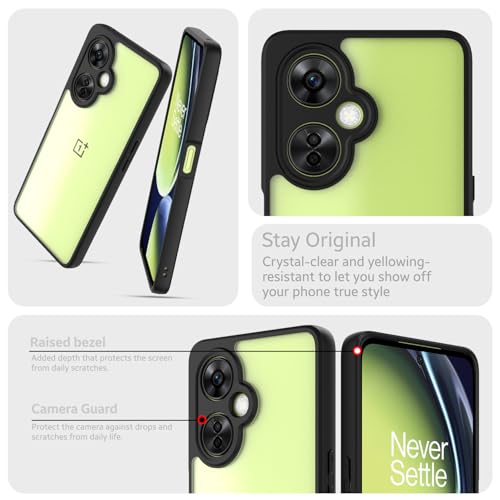 Image of KAPAVER Hybrid Clear Back Cover Case for OnePlus Nord CE3 Lite | Protective Shockproof Cleare Hard PC Soft Flexible Black TPU Cover