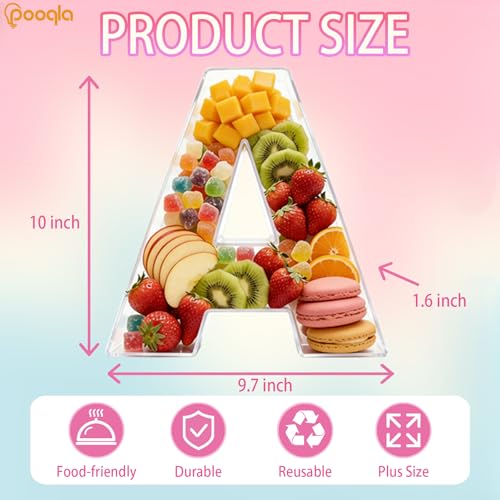 Image of Pooqla 10 inch Acrylic Letter Charcuterie Tray Birthday Party Fillable Box A