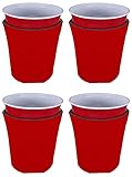 Blank Foam Party Cup Coolie (4 Pack, Red) - Made in USA