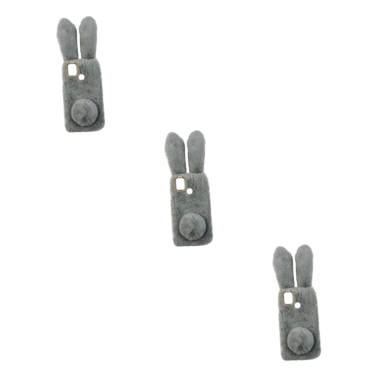 Uonlytech 3piezas Funda De Teléfono De Peluche y Resistente Carcasa Protectora Diseño Adorable para Material TPU Detalles De Strass y Forro De Conejito Fácil Acceso Puertos y