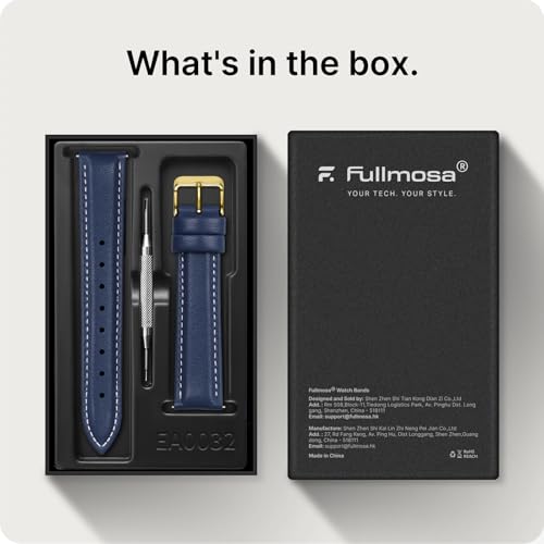 Image of Fullmosa 18mm Quick Release Leather Watch Band for Garmin | Traditional Smartwatch Replacement Strap for Garmin Venu 2S /3S /4(41mm) Women Men Formal Daily, Dark Blue&Golden Buckle