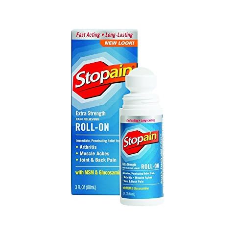 Stopain Pain Relief Roll On Gel 3oz (3 Pack) USA Made, Max Strength Fast Acting with MSM, Glucosamine, Menthol, Lower Back, Knee, Neck, HSA FSA Approved Topical Analgesic Products Cover