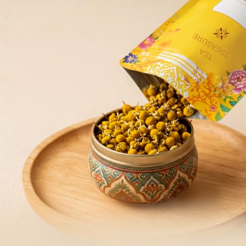 Image of Tea Treasure Chamomile Green Tea for Sleep & Relaxation - 50 Tea Bags | Chamomile Green Tea with Darjeeling & Lavender | Low Caffeine - Flower Based - Calming Infusion