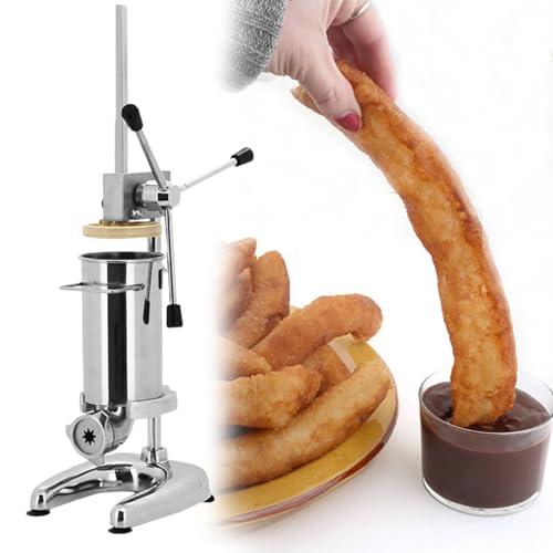 GESAIDES Máquina para Hacer Churros, Churrera Manual de Acero Inoxidable, Kit para Hacer Churros, Incluye 5 Boquillas, Churrera Comercial para Freír Churros.,2L