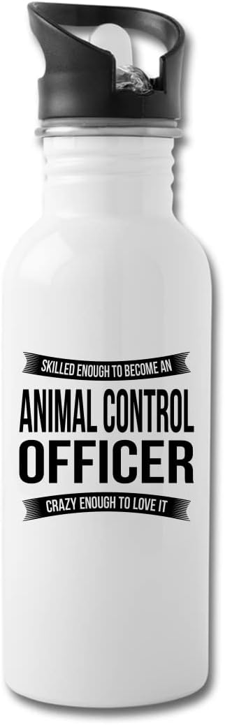 Funny Animal Control Officer Water Bottle For Men Women New Job Gifts Appreciation 20 fl oz Bottle White