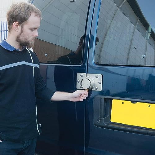 Image of GOTOTOP Van Door Lock 73Mm Round Padlock Hasp Set Van Padlock Heavy Duty 1 /2 X Van Garage Shed Door Security Padlock Hasp Set Lock Steel