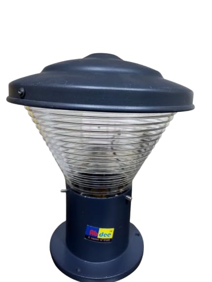 Gate Light, Dark Grey, Dome Shaped, Outdoor Post Top Lamp with Clear Ribbed Glass Shade-image-16