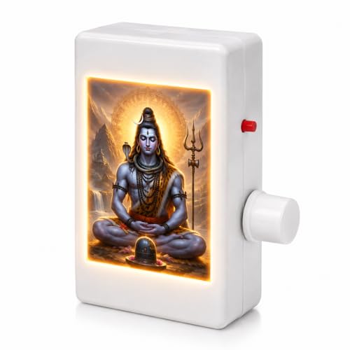 Image of 8 in 1 Shiva Mantra Chanting Box with LED Glowing Front | Om Namah Shivaya Mantra Audio Player | Mahadev Bhajan & Meditation Speaker | Devotional Music Box for Home Temple