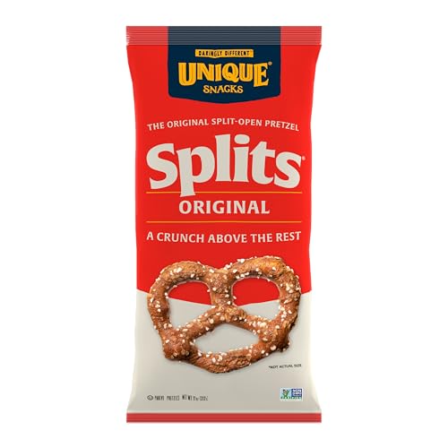 Unique Snacks Original Splits Pretzels, Delicious Homestyle Baked Snack Bag, OU Kosher, and Non-GMO Food, No Artificial Flavor, 11 Oz. Bag, Pack of 6
