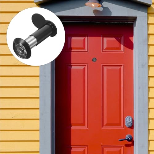 Mirilla para puerta 2 piezas ajustable 16mm aleación de zinc negro lente de vidrio ángulo de visión 220 grados anti apertura y rotación para hogar miniatura 4