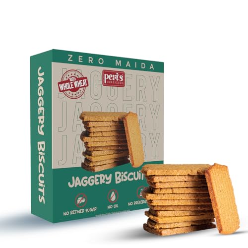Image of Peri's Bakehouse Jaggery Biscuits | No Sugar, No Maida, No Oil | Wholewheat, Pure Ghee and Jaggery | Atta Biscuits | 250 g