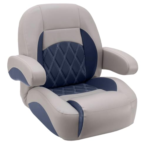 DeckMate Luxury Low Back Pontoon Captain's Chair - Gray and