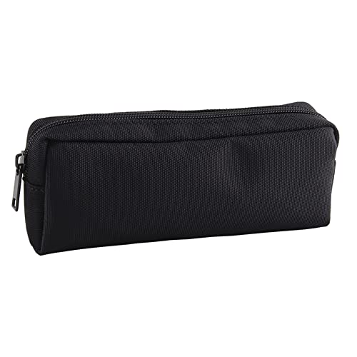 JIHUOO Large Capacity Pencil Pen Case Student Marker Pencil Pouch Small Makeup Cosmetic Bag Office Stationery Organizer for Girls Boys Black