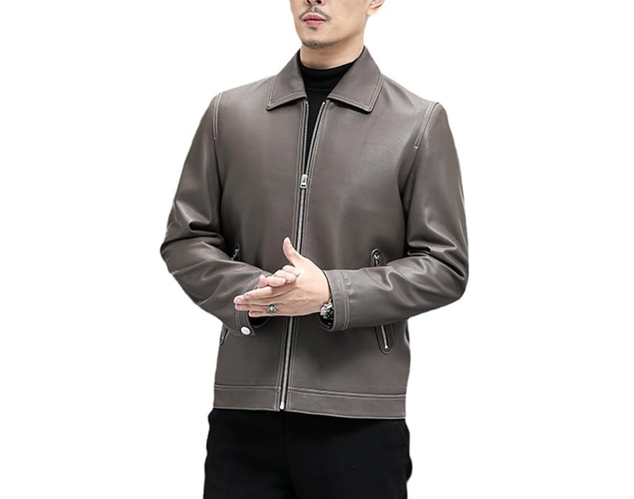 Amazon | [JINLUN] 本革ジャケット メンズ 革ジャン シングル