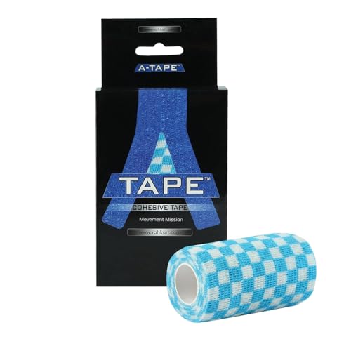 Image of A-Tape Breathable Self Adhesive Cohesive Bandage for Humans & Pets (Dogs, Cats, Birds) -Sports, Wrap, Athletic, Non Woven First Aid Medical, Wrist, Swelling (10 cm X 4.5 mtr) (Pack Of 2, Blue Check)