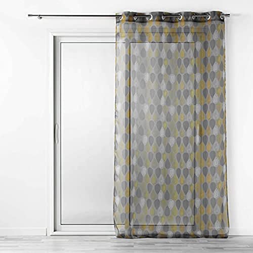 Douceur d'Intérieur Curtain 140 x 240 cm Yellow/Charcoal, Yellow / Anthracite, W 55.1" x L 94.5" (1 Panels)