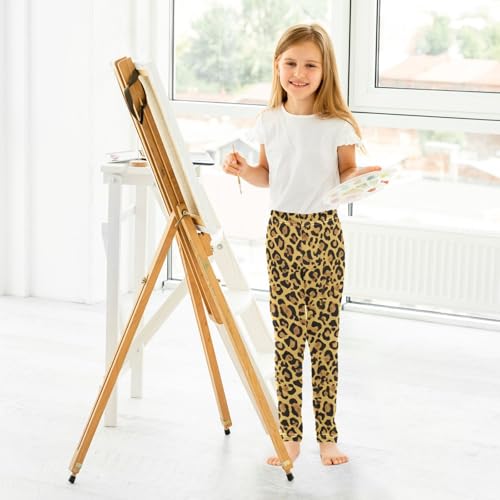 ALAZA Girls' Leggings Children's Yoga Pants Skinny Printed Dance Cheetah Leopard Animals Comfortable 4T4