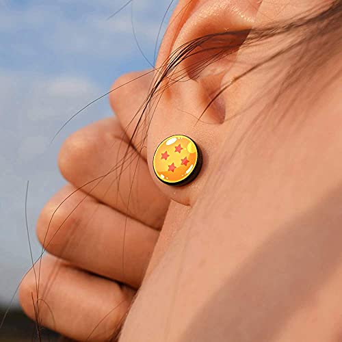 FLYUN 6Pairs Anime Fake Gauges Earring for Men Boy, Fake Gauge Fake Plugs 10MM 18G Screw Stud Black Men's Earrings3