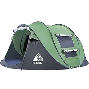 HEWOLF Tente Instantanée Tentes de Camping 2-4 Personnes Tente Automatique Pop Up Tente à Ouverture Rapide Tentes Imperméables et Anti UV Tente pour Camping Plage Pêche Randonnée Extérieur