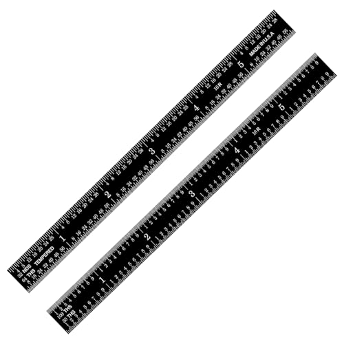 PEC Tools 6“ 16R Flexible Stainless Steel Ruler, High Contrast Machinist's Scale with 1/32”, 1/64“, 1/50” and 1/100” Graduations for Machine Building and Precision Machining, Black, Made in USA