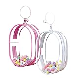 XUUHGUO 2PCS Large Clear Figure Display Bag Compatible with 7Inche Blind Box Doll PVC Protective Case Portable Carrying Pouch, White+Hot Pink, 7.1x4.7x3 inch