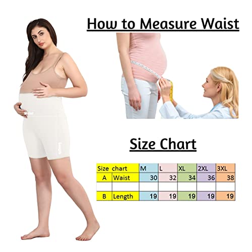 Image of Women's Cotton Maternity Shorts Over The Belly for Pregnant Women for Pre & Post Pregnancy