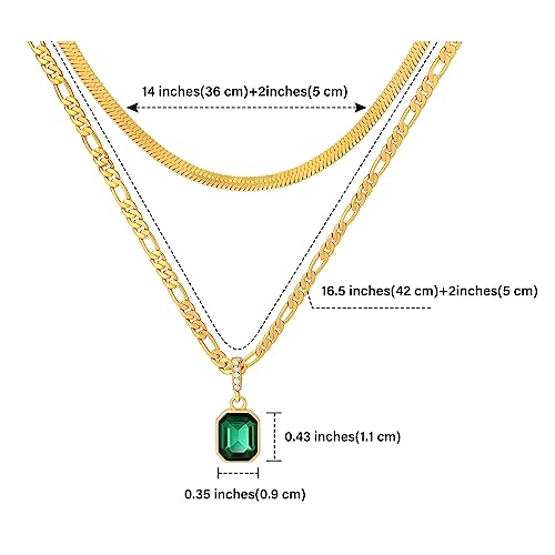 Mesovor 18K Gold Layered Crystal Necklace, 3mm Figaro Chain Necklaces | Dainty 4mm Snake Chain Choker Necklace for Women Girls Jewelry Gifts - Image 3