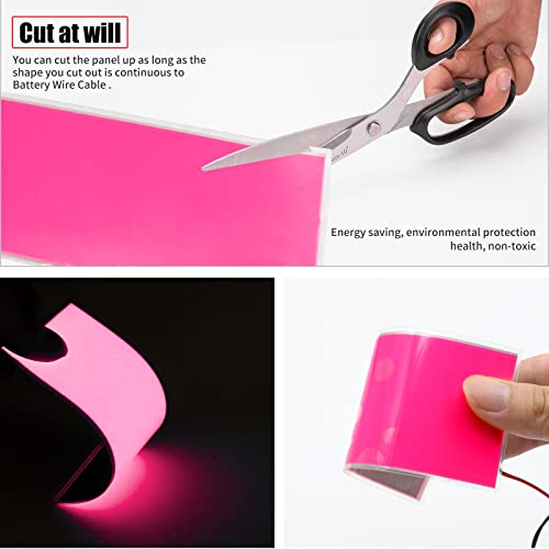 Image of [3 Modes] jose2015 12X5CM Electroluminescent EL Panel Light Pink,12V Flexible EL Panel Lights for Cosplay /Party /Decorate Light /Car /Advertising(with Battery Inverter)