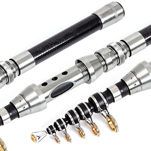 Angelrute Meer Angelrad Teleskopstange Rolle Combos Tragbare 2.1m Glasfaser Angelkolben Silber 2 Stücke – Bild 3