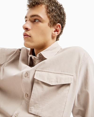 Armani Exchange Men's Loose Fit Cotton Corduroy Button Down with Oversized Pocket2