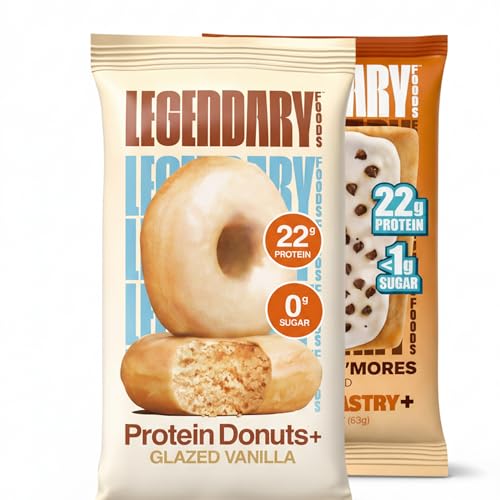 Legendary Foods High Protein Snack Bundle: Glazed Vanilla Protein Donuts & Campfire S'mores Protein Pastry - Low Carb, Keto Friendly, Healthy Snacks