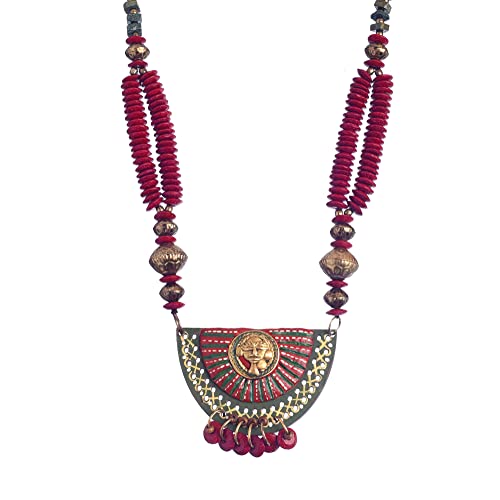 Image of Handcrafted Tribal Dhokra & Floral Charm Necklace Collection | Artisan Brass, Glass & Contemporary Statement Necklaces for Women | Ethnic, Elegant & Artistic Jewelry