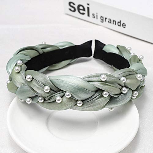 Preisvergleich Produktbild HUIQING Haargummis Stirnbänder für Frauen Haarschmuck Krawatte Kopfwickel Breite Simulation Perlen Kopfbedeckung Gepolsterte Haarbänder