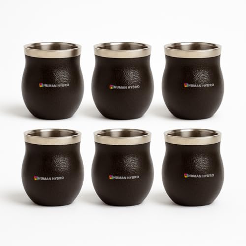 Image of Human Hydro Stainless Steel Coffee Mugs Set of 6 - 150 ml Each | Premium Kulhad Cups with Dark Brown Textured Finish | Rust-Free, Durable & Spill-Proof Tea & Coffee Cups