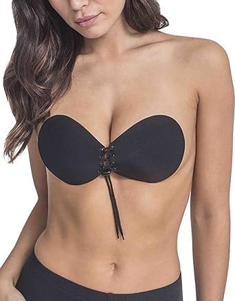 stockzone Women's Lightly Padded Self Adhesive Strapless Bandage Underwire Backless Solid Invisible Stick Gel Silicone Push Up Underwear Bra (Free Size)-picture-15