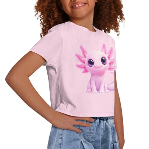 Image of Girls Fashion Crewneck Tee Shirts Casual Short Sleeve Crop Top Summer Outfits 5-14 Year